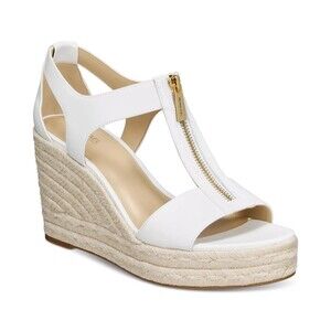 Michael Kors Berkley Sandals Womens US 8M Optic White Wedge Heel Espadrille